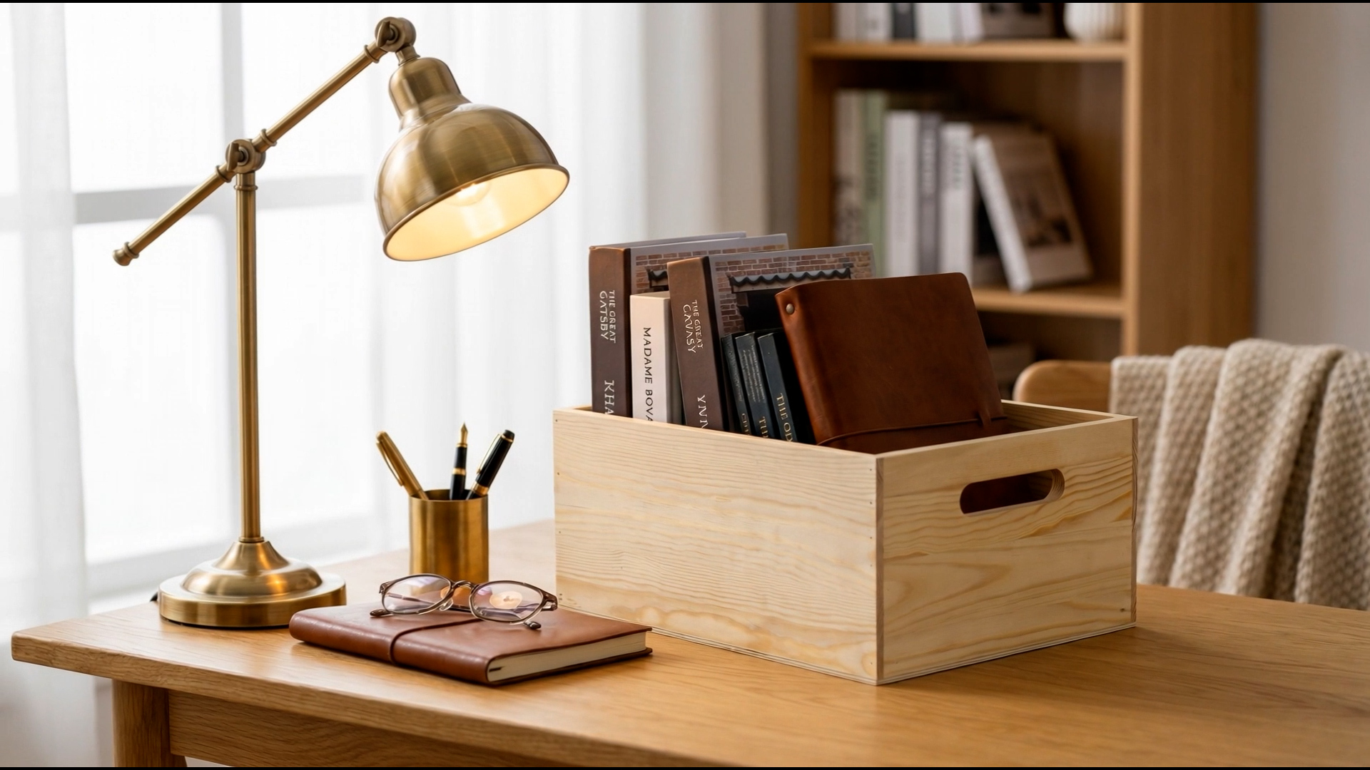 Menkxi Large Wooden Box with Hand Holes, 15 x 12 x 7 Inches